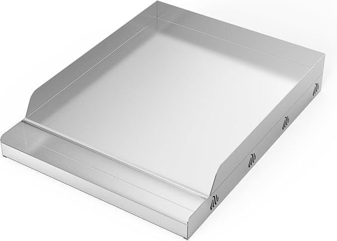 Onlyfire Stainless Steel BBQ Cooking Griddle, Universal Flat Top Griddle for Most Charcoal/Gas Grills, Camping, Tailgating, and Parties, 12.5"×16"