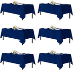 sancua Rectangle Tablecloths for 4ft Tables, 6 Pack - 60x84 Inch - Navy Blue Washable Fabric Cloth Table Cloth, Reusable Polyester Table Covers for Wedding Party, Banquet, Independence Day