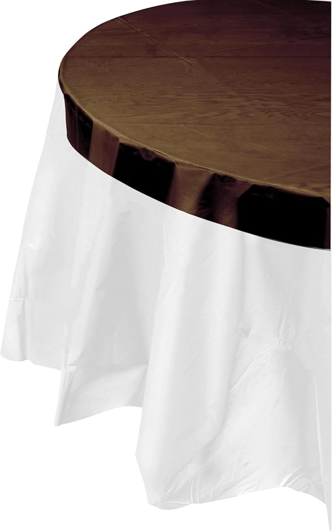 Exquisite 12-Pack Premium Plastic Tablecloth 84in. Round Table Cover - Clear