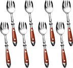 Sporks, 8-Pack Stainless Steel Sporks, 6.9 Inches Salad Forks and Spoons with Wood Grain Bakelite Handle For Dessert, Ice Cream, Salad, Soup, Noodle, Spaghetti, Dishwasher Safe