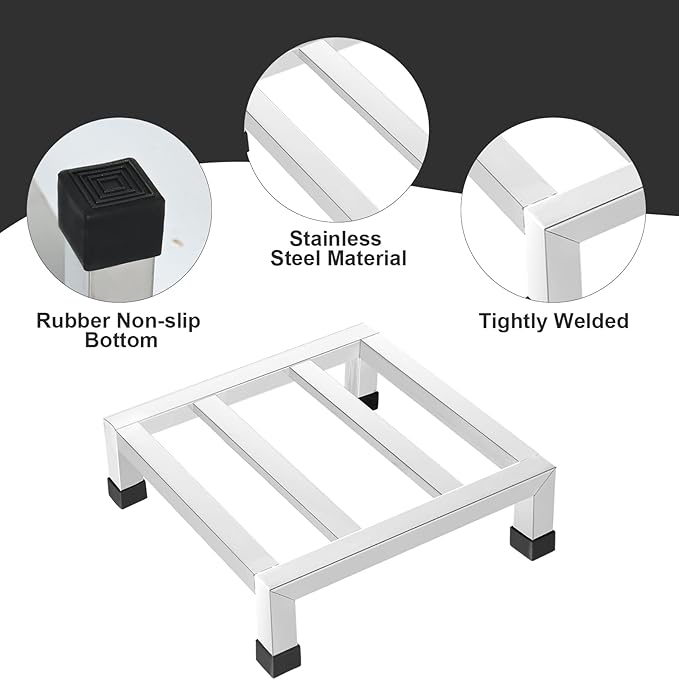 2 Pack Dunnage Rack, 12”x 12” Commercial Food Floor Rack 3.9" Off the Floor Stainless Steel Pallet Racks 1000 lbs Capacity Low Shelf for Storage in Restaurants, Kitchens, Garages and Vehicles