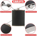 Hip Flask Gift Set, Hip Flasks for Liquor for Men with Black Leather Cover, 8 Oz Hip Flask Set, 18/8 Stainless Steel Hip Flasks for Liquor with 2 Cups & Funnel, Flasks for Liquor for Men Gift Box1