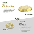 Oval Aluminum Foil Pans with Snap-On Lids (5 Pack) | 2X Thicker Heavy Duty Reusable Container 50oz for Take-Out (Gold)