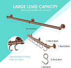 ROTHLEY Stainless Steel Pot and Pan Hanger: 23.7 Inch Wall Mounted Hanging Pots and Pans Rack with Hooks (Antique Copper)