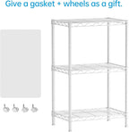SINGAYE 3 Small Shelves Storage Shelf Wire Shelving Unit Metal Shelf Adjustable Organizers Storage Shelving with Wheels for Bathroom Laundry Room Kitchen Pantry11.5”D x 17.3”W x 30”H White