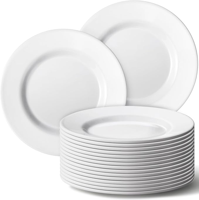 Hushee 24 Pack 7 Inch White Dessert Plates/salad Dishes Set, Melamine Small Dinner Plates Round Serving Dishes for Snacks, Bread, Fruit, Cake and Salad, Home Restaurant Supplies