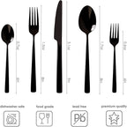 Oxford Silverware Set, 30 Piece Forged Flatware Stainless Steel, Service for 6, for Kitchen, Home, Wedding, Party, Mirror Polished Dishwasher Safe (Black Matte)