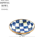 MACKENZIE-CHILDS Enamel Dipping Bowl, Small Serving Bowl for Entertaining, Blue-and-White Royal Check