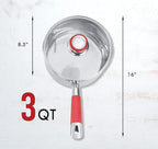 Concord 3 Quart Stainless Steel Saucepan with SIMPLE POUR Vented Glass Lid. Features Dual Pouring Spouts and Volume Marking. Perfect for making Sauces, Jam, Ramen, and more