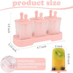 WMKGG Popsicles Molds Set, 6 PCS Ice Pop Mold,Homemade Ice Cream Mould with Sticks, Popsicle Maker(Pink)