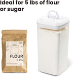 Felli Flip Tite Acrylic Food Storage Container with Lid 6” XL Air Tight Ring Seal Flip Top, Plastic Kitchen Baking Canister for 5 lb Flour Sugar Rice Protein Powder Pantry Organizer (Nest-M, White)
