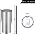 VEGOND 20oz Tumbler Bulk with Lid and Straw 6 Pack, Stainless Steel Vacuum Insulated Tumbler, Double Wall Coffee Cup Travel Mug, Stainless Steel