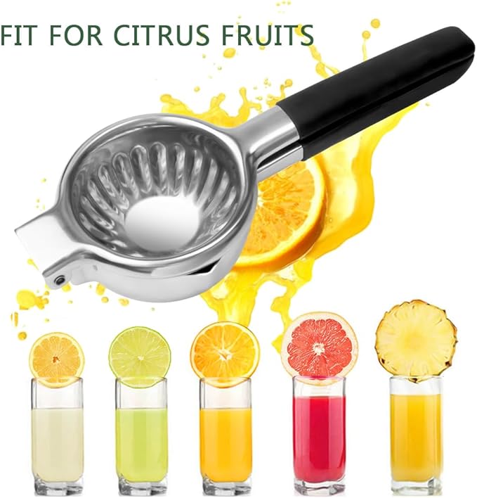 Stainless Steel Lemon Squeezer Lime Lemon and Fruit Juicer with Silicone Handles Large Manual Citrus Press Juicer