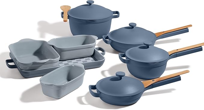 Our Place Ultimate Cookware Set - Complete 18-Piece Set Including the Always Pan, Perfect Pot, and Bakeware Set | Multifunctional, Toxin-Free Nonstick | Replaces 44 Pieces | Blue Salt