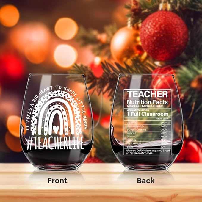 Teacher Gifts: Wine Glasses for Teacher Appreciation, Valentine's Day & Birthdays - For Women & Men