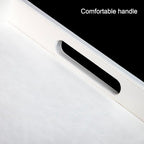 20 * 20 inches Leather Rectangle Serving Tray with Hole Handles,High-End Light Large Service Tray for Ottoman Tray, Tea, Food, Butler - Countertop, Kitchen,Family Dinner, Picnic(White)