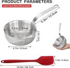 Mini Egg Pan, 304 Stainless Steel Omelet Pan, 5.1Inch Sauce Pan Mini Skillet for Egg Frying Pan, Butter Warmer Small Pot Cooking with 10.5" Scraper
