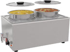 KoolMore Commercial Bain Marie Countertop Food Warmer, Soup Station, and Buffet Table Server with Two Serving Pots and Tap, Stainless-Steel Steamer with Auto Shut Off (CFW-4T), Silver