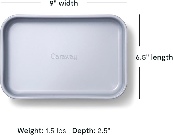 Caraway Nonstick 9” x 6.5” Small Rectangle Baking Pan – Non-Toxic, PTFE & PFOA Free – Aluminized Steel Core – Deep Ceramic Baking Pan for Casseroles, Lasagna & More - Gray