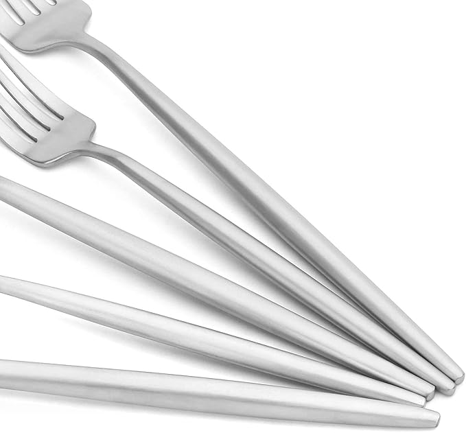 Matte Silverware Set , Oliviola 20-Piece Stainless Steel Flatware Cutlery Set Service for 4, Satin Finish Kitchen Utensil Set, Dishwasher Safe