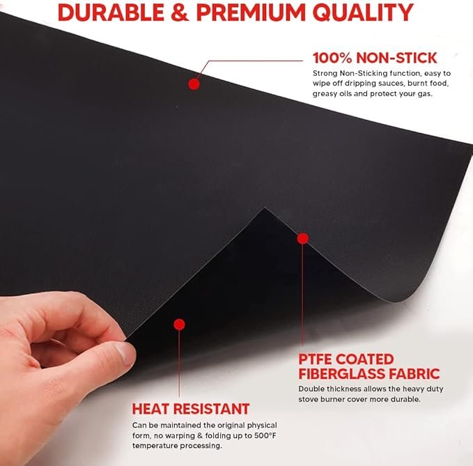 Teflon Liner Roll for Ovens, Stovetops & Grills (75” x 17”) - Custom Cut to Size & Shape Needed - Versatile Non-Stick Teflon Mat, Can Use As Oven Liner, Grill Mat, Stovetop Cover, Baking Sheet, etc.