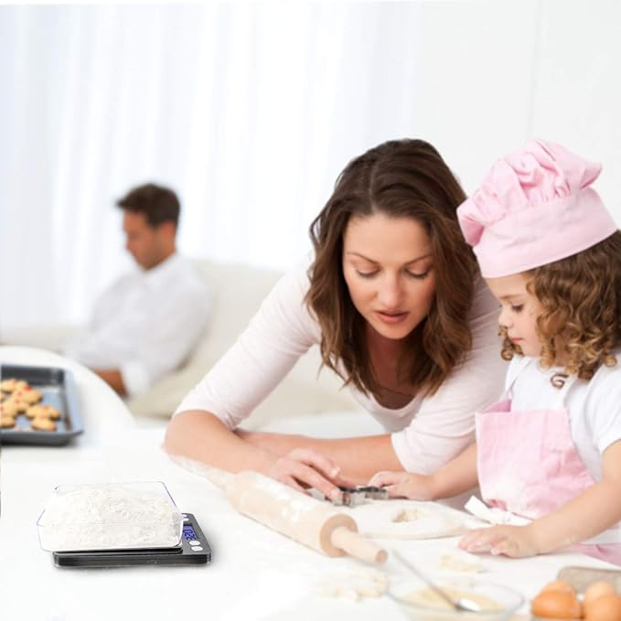 Fuzion Digital Kitchen Scale 3000g/ 0.1g, Pocket Food Scale 6 Units Conversion, Gram Scale with 2 Trays, LCD, Tare Function, Reptile Scale, Herb Scale(Battery Included)