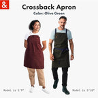 hedley & bennett Crossback Apron - Crossback Chef Apron with Pockets - 100% Cotton Canvas, 8oz - Olive Green