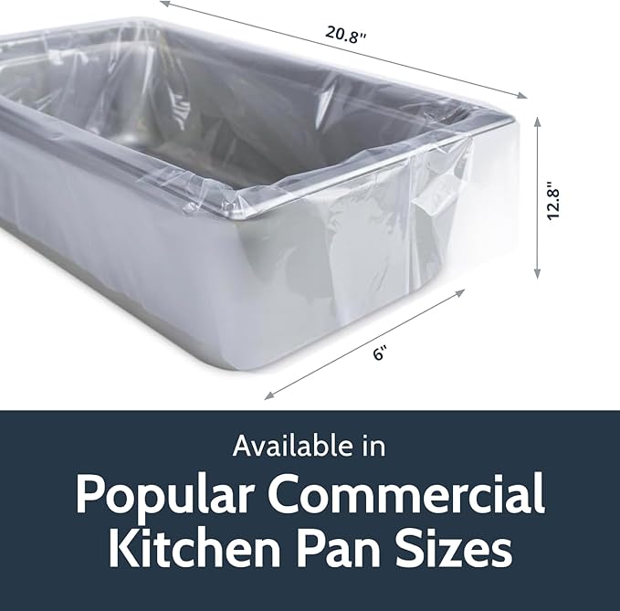 PanSaver Hotel Clear Sheet Pan Liners for Easy Clean Up - Disposable Buffet Pan Liners, Ovenable up to 400F (Half Pan - Deep - 34 x 12 IN)