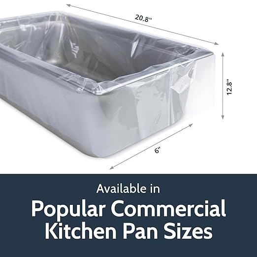 PanSaver Low Temperature Liners for Easy Clean Up - Disposable Buffet Pan Liners, Ovenable up to 220F - Clear (Third Pan - Medium & Deep | 19 x 14 IN)