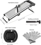 Mandoline Food Slicer, Adjustable Mandoline Slicer for Kitchen, Stainless Steel Mandolin Vegetable Chopper for Potato/Tomato/Onion, Vegetable Slicer Julienne Cutter with Cut-Resistant Gloves