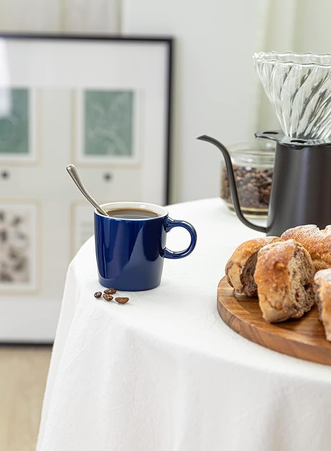 Sweese 3.5oz Porcelain Espresso Cups Set of 4, Mini Coffee Mugs Demitasse Cups - Navy