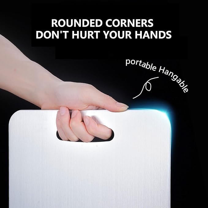 Titanium Cutting Board Set of 1, 18 * 12inches, Titanium Cutting Boards for Kitchen, Food Grade Metal Double Sided Chopping Boards for Kitchen Counter Meat Vegetable Fruit Outdoor Camping