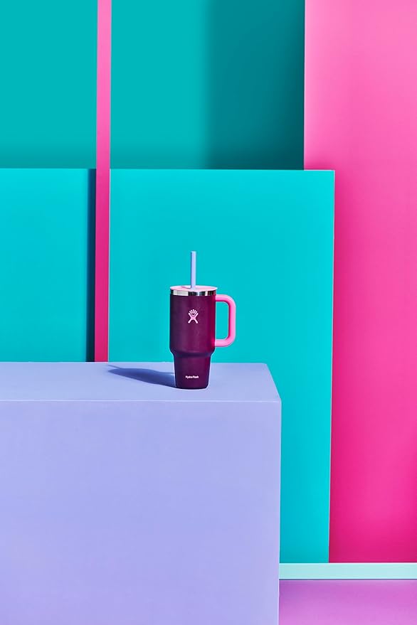 Hydro Flask 32 Oz Travel Tumbler with Handle, Lid and Straw - Insulated Stainless Steel in Sugarplum