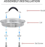 Woogim Thickened Stainless Steel Saucepan Milk Pot Glass Lid Included,Ergonomic Curved Handle with Strainer Holes and Pour Spout,2 Quart Sauce Pan,Suitable for Various Cooking Needs