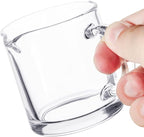 Ackers Clear Espresso Cups Set of 2,4 OZ Double Spouts Cups,Milk Cup with Handle, Espresso Accessories for Machine, Small