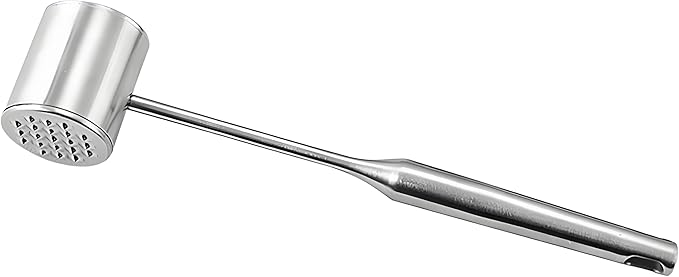 Meat Mallet Meat Hammer Meat Beater for Kitchen, Meat Tenderizer Mallet 304SS for Tenderizing and Flattening Meat,Meat Pounder Tenderizer for Pounding Meats, Hanging Loop,Basic Handle (Brushed)