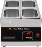 Chocolate Melting Pot, 500W 12kg/26.5lbs Electric Chocolate Tempering Machine, Stainless Steel Commercial Chocolate Melter Food Warmer for Catering Restaurant, 4 Tanks, 32-203°F