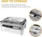 ROVSUN 2 Pack Roll Top Chafing Dish Buffet Set, 9 Quart NSF Rectangular Stainless Steel Chafer for Catering,Buffet Servers and Warmers Set with Glass Window for Wedding, Parties, Banquet, Full Size