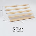 nianfeng Tiered Spice Rack, 5-Tier Spice Pantry Kitchen Cabinet Organizer, 19.9-Inch, Natural Wood Acrylic Stair Riser Stand, Countertop Seasoning Shelf