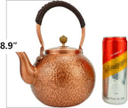 Funmaker Handmade Solid Copper Tea Pot Kettle Stovetop Teapot Thick Hammered Copper Tea Pot Kettle Stovetop Teapot Made for gasstove tops pure copper kettle (Type 3-1400ml)