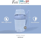 Felli On the Go Yogurt Parfait Snack Cup with Lid 100% Leak Proof, Reusable Travel Container with Spoon + Fruit & Granola Holder for To Go Cereal, Overnight Oats, Chia Pudding Jar (2, Blue Moon)