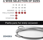 Paella Pan 18 inch - Carbon Steel Paella Pan, Made in Spain - Polished Steel, 18 in - 46 cm (12 Servings) Cook your own Spanish Paella