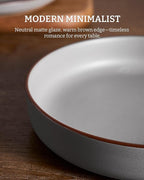 famiware Mercury Pasta Bowls Set of 4, 33 oz Large Salad Bowls, Ceramic Pasta Plates Bowls, Serving Bowls for Kitchen, Microwave & Dishwasher Safe, Dark Gray