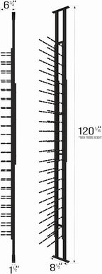 Ultra Wine Racks Floor-to-Ceiling Mount Display (1 Side, Single Deep, Black, Holds 21 Wine Bottles) - Modern Metal Wine Storage for Wine Cellars, Home Bars, Kitchens, and Dining Rooms