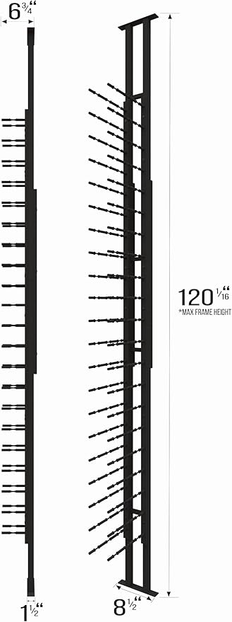 Ultra Wine Racks Floor-to-Ceiling Mount Display (1 Side, Single Deep, Black, Holds 21 Wine Bottles) - Modern Metal Wine Storage for Wine Cellars, Home Bars, Kitchens, and Dining Rooms