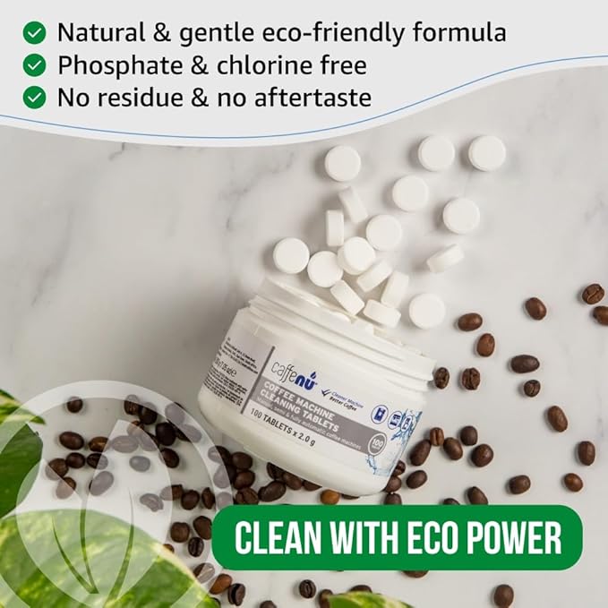 Caffenu Professional Coffee Machine Cleaning Tablets - 100 Count (2.0g) - Universal Cleaner for All Espresso & Automatic Machines