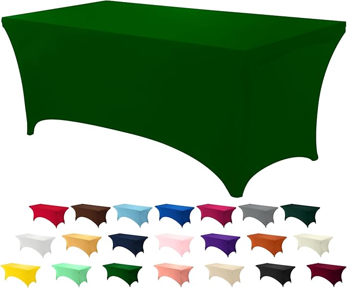 Utopia Kitchen 6FT Spandex Tablecloth [1 Pack, Emerald Green] 200 GSM Stretch, Fitted, Washable and Wrinkle Resistant Table Cloth Rectangle Cover for Trade Shows, Wedding, Parties [72Lx30Wx30H Inch]