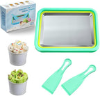 Mini Rolled Ice Cream Maker, Frozen Yogurt Rolls Tray, Instant Cold Plate Ice Cream Maker, Homemade DIY Smoothies, Ideal for Family Hands-on Activities (Mint Green)