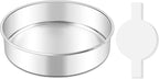 LIANYU 8 Inch Round Cake Pan for Baking, Circle Layer Cake Tin with 30 PCS Parchment Paper, Stainless Steel Bakeware for Birthday Wedding Party, Leak-proof & Mirror Finish, Dishwasher Safe
