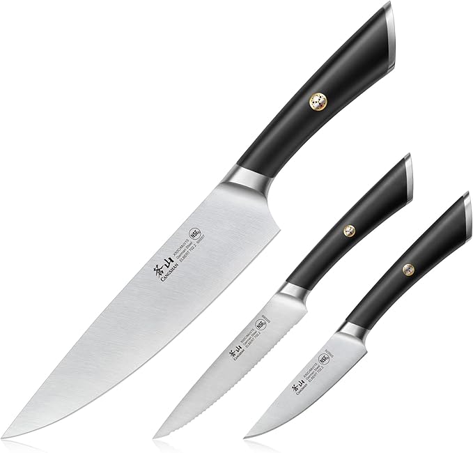 Cangshan ELBERT Series German Steel Forged Starter Knife Sets (Black, 3-Piece)